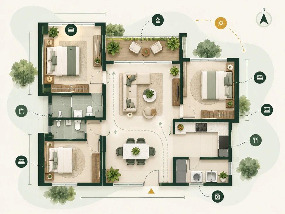 Godrej MSR City Phase 2 floor plan and apartment layout planning illustration
