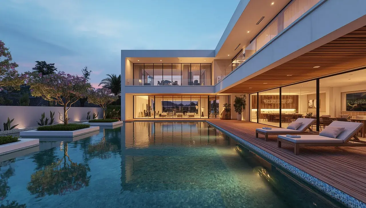 Premium villa-style poolside amenity space at My Home Seegehalli