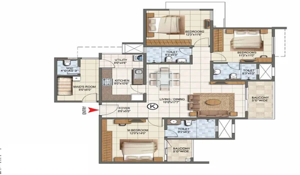 Arvind Sylva 4 BHK floor plan layout