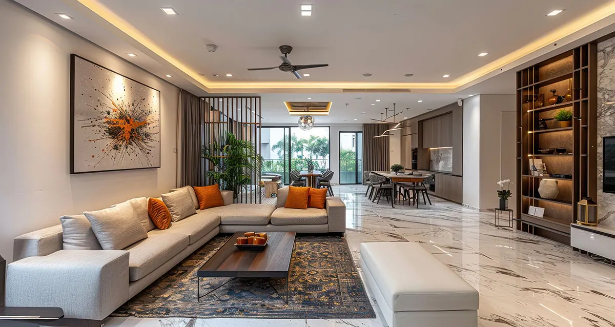 Representative luxury living room interior for Sobha Neopolis