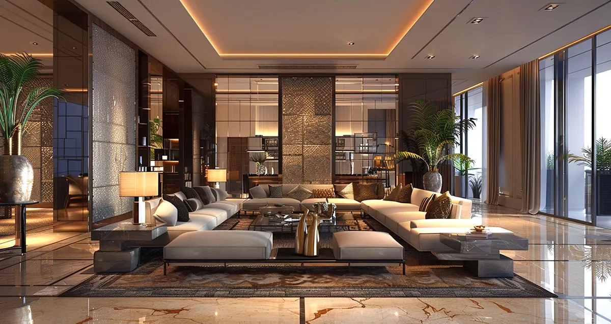 Representative luxury clubhouse lounge interior for Sobha Neopolis